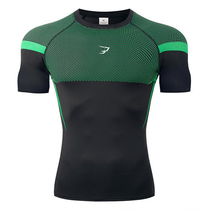 Men's Gym Compression Running Shirt Tight Short Sleeve Sports T-Shirt Fitness Training Workout Breathable Homme Athletic Shirt