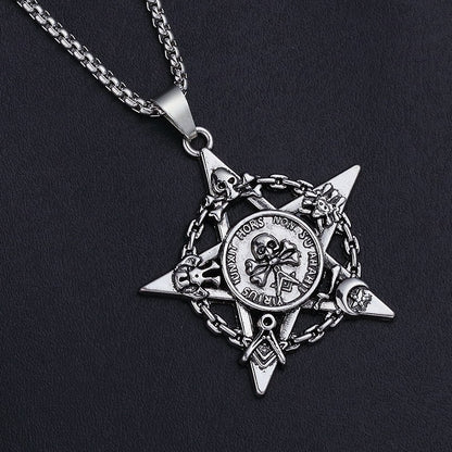 Colar de Máscara Ponta de Lança Cruz Pingente de Moda Charme Sol Bússola Esqueleto Pentagrama Corrente de Suéter Joias Para Homens Mulheres Presentes