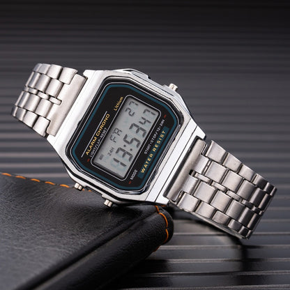 Elegant Digital Watch For Women Gold Silver Stainless Steel Business Ladies Electronic Wrist Watches Man Clock Zegarek Damski