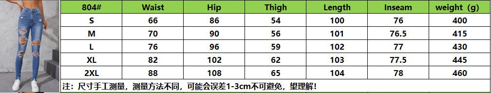 Washed Ripped Skinny Jeans Women's Spring and Fall New Fashion Street High-waisted Jeans Casual Small Leg Pants Pencil Pants