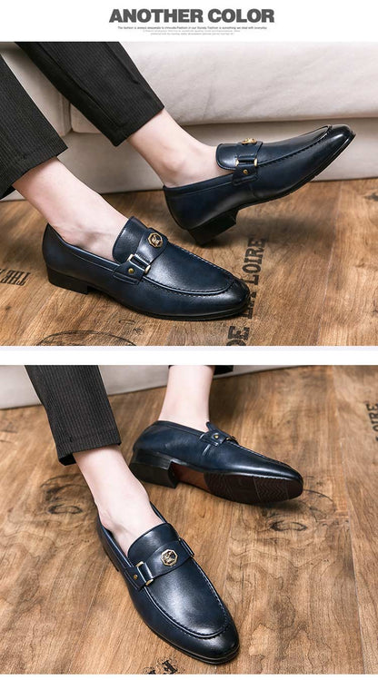 New Black Loafers Men Slip-On Round Toe Fashion Mens Dress Shoes Free Shipping Wedding Shoes for Men Size 38-47