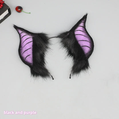 New Handmade Simulation Plush Furry Bat Ears Devil Sweetheart Halloween Bat Cosplay Pros Night Party Animals Hair Band Bat Wing