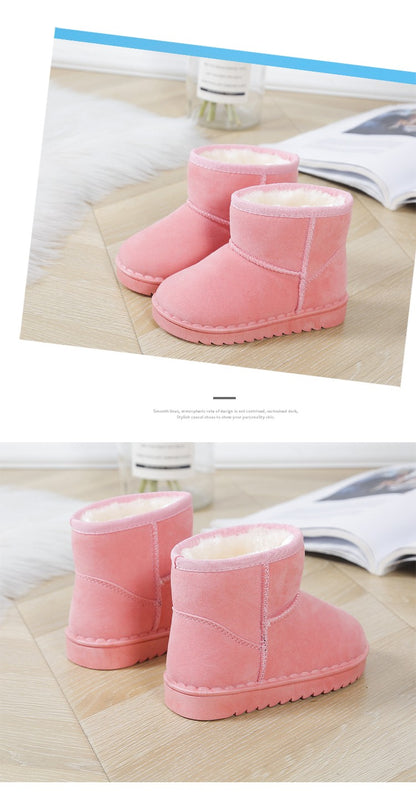Children Snow Boots for Boys Girls Little Toddler Kids Thermal Boots Ankle Warm Classic Suede Flock Fabric Fashion Autumn Winter
