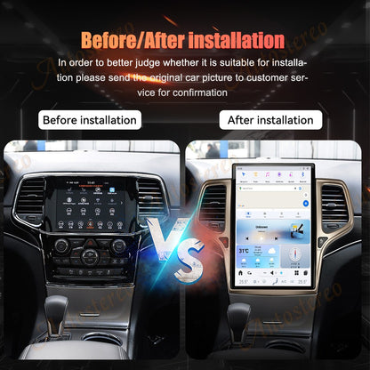 14.4 Polegadas Android 8+128GB para JEEP Grand Cherokee 2010-2021 Estilo Tesla Carro GPS Navegação Multimídia Player Rádio Toca-fitas Central