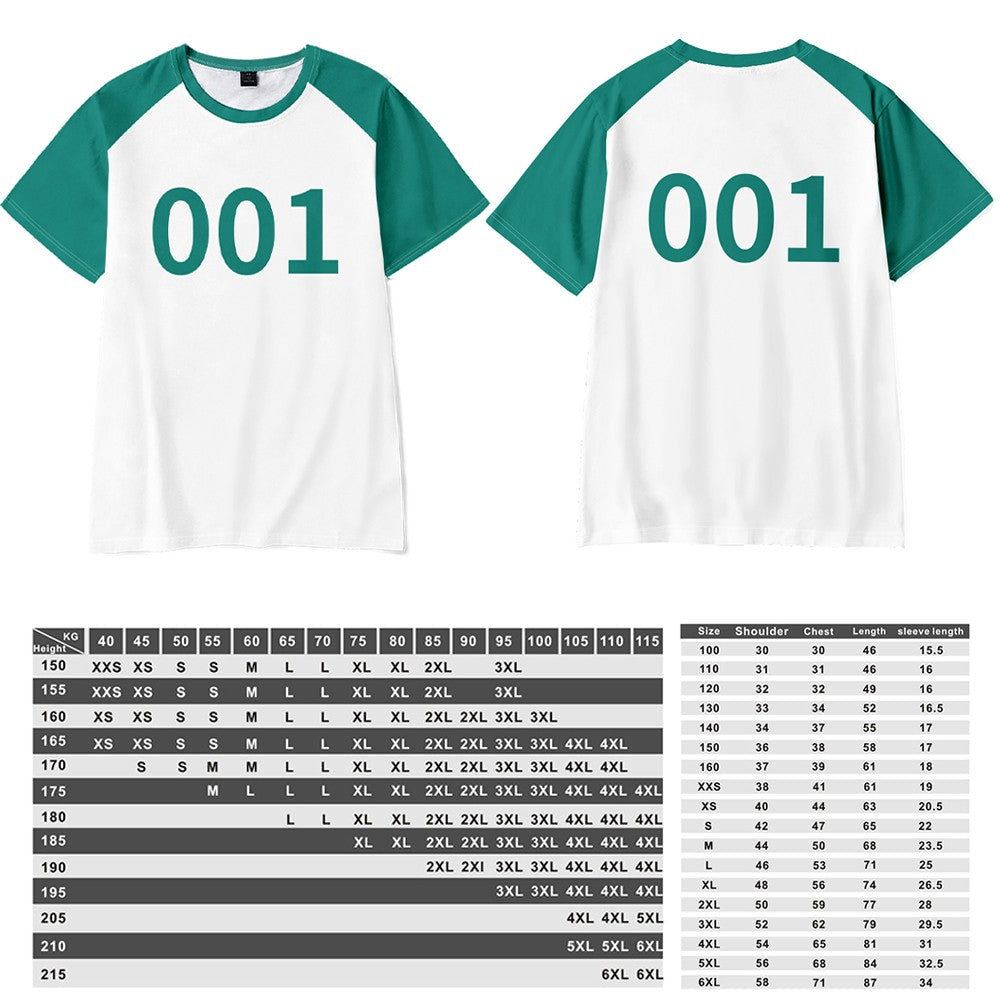 Number Tracksuit Player 456 333 001 Games Disguise Caarnival Party Clothes Calamari Game Cosplay Costume Popular Game Sweatshirt