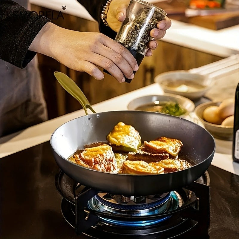 KEMORELA 3PCS 316 Stainless Steel Gold Handle Non-Stick Frying Pan Set 2MM Thick 5-Ply Wok Pan Food Grade Safety Multiple Sizes