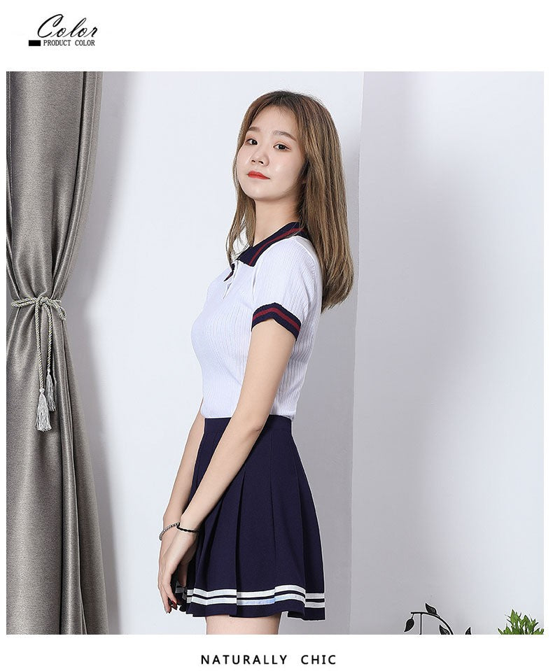 High Waist Women's Skirts Striped Pleated Elastic Waist Female Sweet Mini Dance Plaid Skirt Y2k Korean England Style