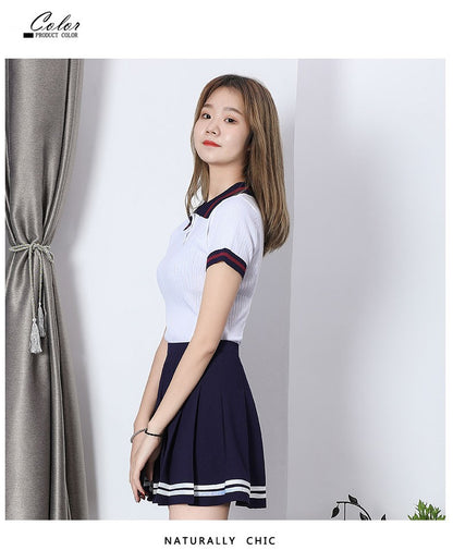 High Waist Women's Skirts Striped Pleated Elastic Waist Female Sweet Mini Dance Plaid Skirt Y2k Korean England Style