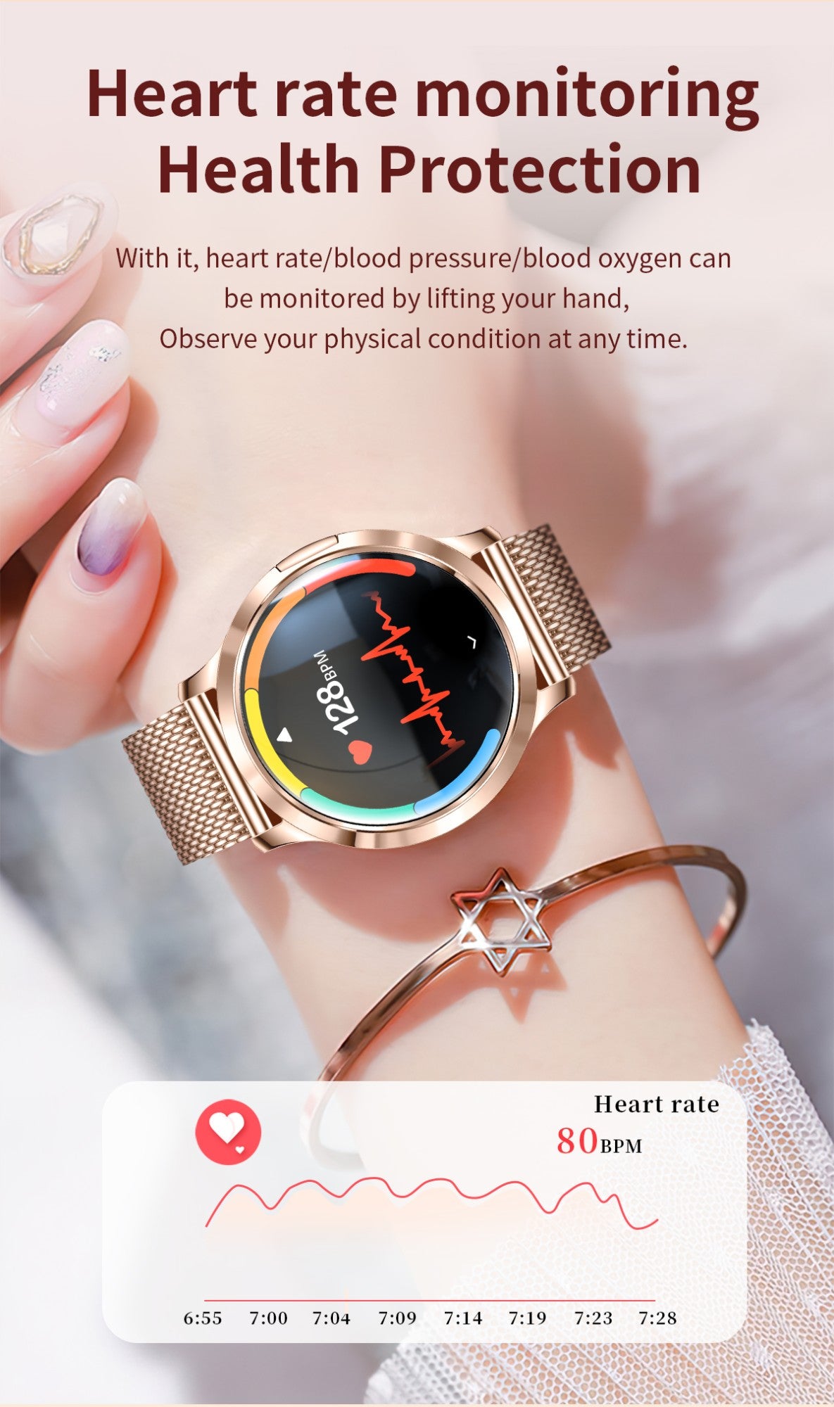 2026New Ultra Slim 1.32" HD AMOLED SmartWatch Women's Screen Always Display Time Heart Rate Calls HD High-end Fashion Smartwatch