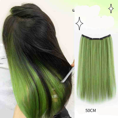 Extensões de Cabelo Sintético em V de uma Peça com 4 Clips Cabelo Liso Longo Peruca Cor 50CM Cabelo Falso Natural