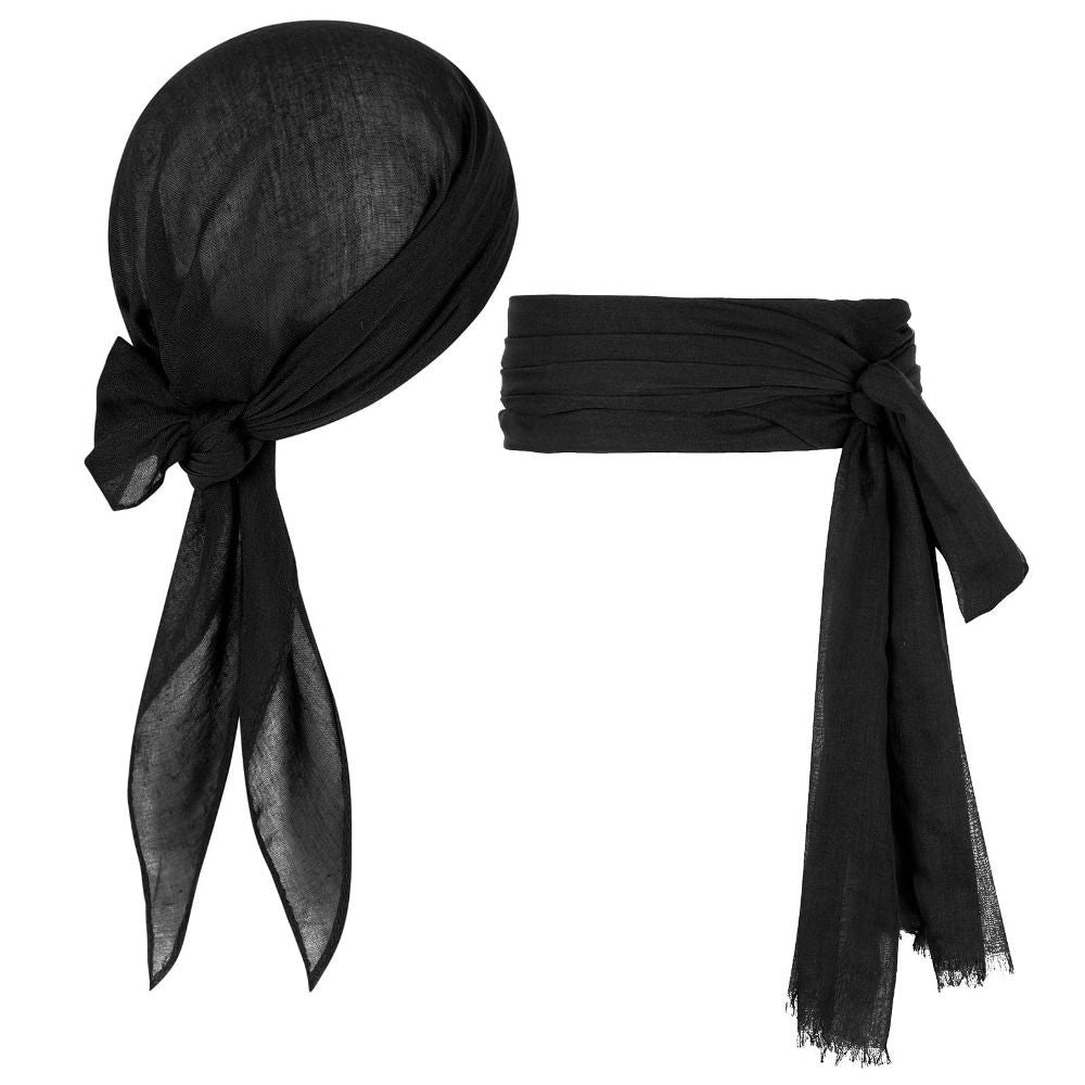 2Pcs/set Captain Jack Sparrow Halloween Festival Costume Hip-hop Party Pirate Captain Turban Versatile Masquerade Decoration