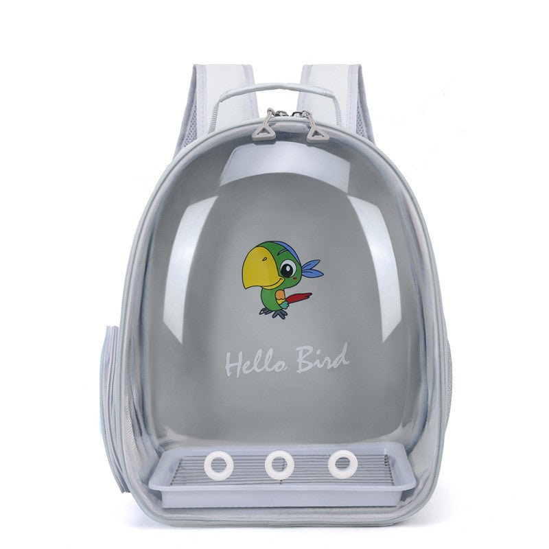 Mochila para Transporte de Pássaros com Poleiro de Corda e Bandeja para Papagaio Periquito Arara Calopsita Gaiola Acrílica para Animais de Estimação Bolsa para Pássaros