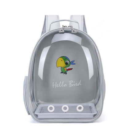 Mochila para Transporte de Pássaros com Poleiro de Corda e Bandeja para Papagaio Periquito Arara Calopsita Gaiola Acrílica para Animais de Estimação Bolsa para Pássaros