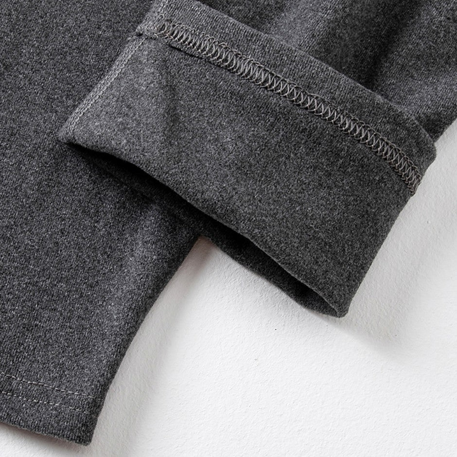 2-piece Autumn And Winter Men's Fashion Lucky Deer Pattern Solid Color Basic Warm Underwear Set Comfortable Long Sleeve Pants