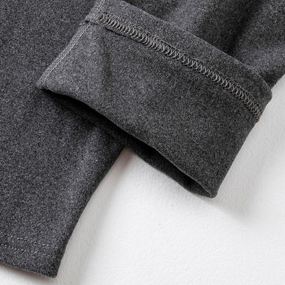 2-piece Autumn And Winter Men's Fashion Lucky Deer Pattern Solid Color Basic Warm Underwear Set Comfortable Long Sleeve Pants