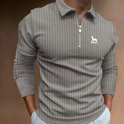 Men Fashion Long Sleeve Zipper Polo Shirt Men Casual Lapel Polo Shirt Fashion Polo Shirt Casual Men Polo Shirt Men Tops Polo