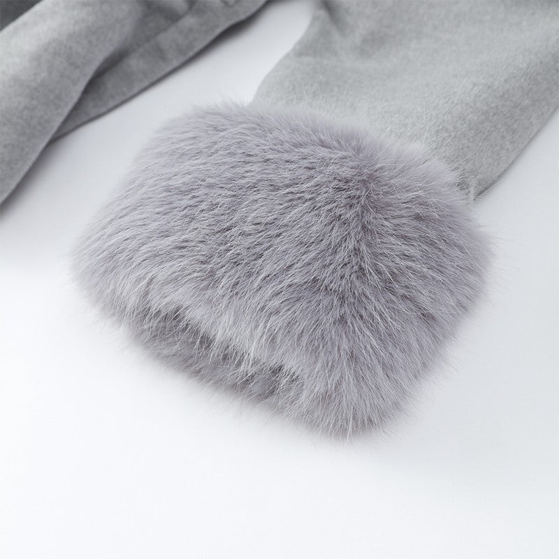 Casacos Curtos de Lã Elegantes com Cadarço Sólido Lapela Solta Cinto Peludo Manga Longa Jaqueta Feminina 2025 Outono Inverno Lady Chique Cardigãs