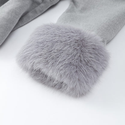 Casacos Curtos de Lã Elegantes com Cadarço Sólido Lapela Solta Cinto Peludo Manga Longa Jaqueta Feminina 2025 Outono Inverno Lady Chique Cardigãs