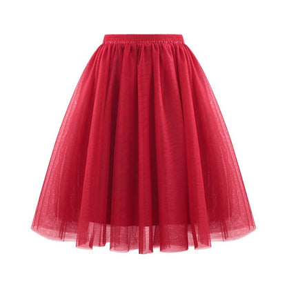 New Women's Tulle Skirt 50s Rockabilly Petticoat Tutu Underskirt Retro Ballet Dance Skirt 3-Layer Tulle Ballet Carnival Costume