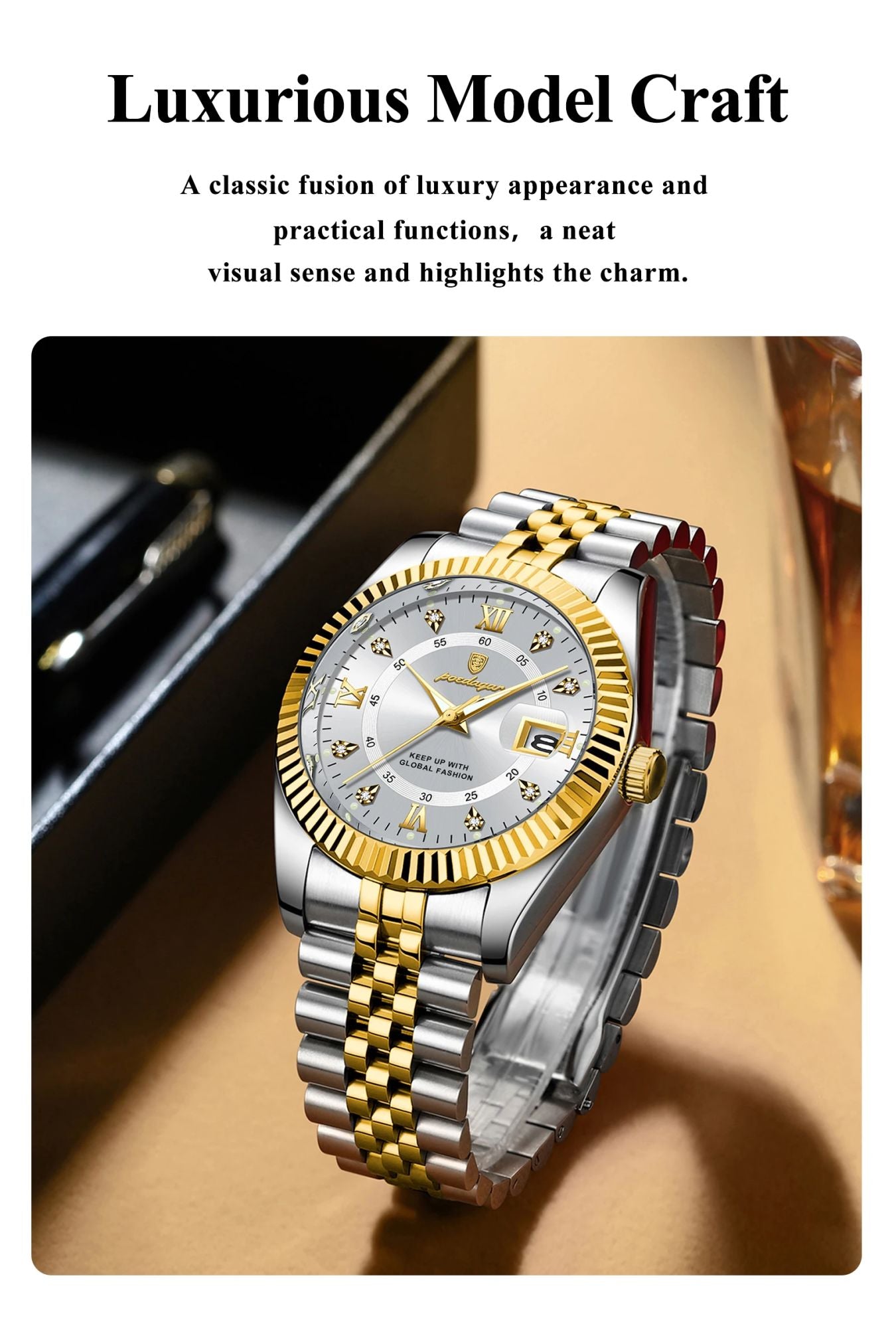POEDAGAR Luxury Business Men Wristwatch Waterproof Luminous Date Military Man Watch Stainless Steel Fashion Men's Quartz Watches