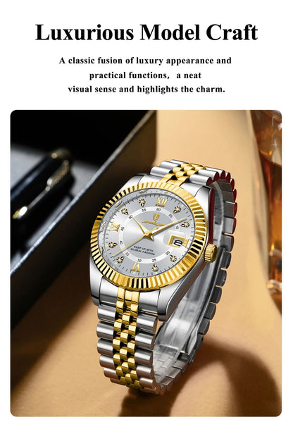 POEDAGAR Luxury Business Men Wristwatch Waterproof Luminous Date Military Man Watch Stainless Steel Fashion Men's Quartz Watches