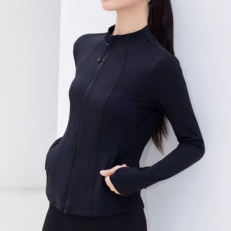 Women's Stand-up Collar Long Sleeve Zipper Jacket for Running Cycling Outdoor Pilates Yoga Fitness Slim Fit Autumn/Winter