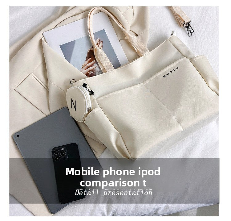 Minimalist Nylon Tote Bag, Oxford Waterproof Handbag Shoulder Crossbody Bag with Pocket, Effortless Style for Women Daily Errand