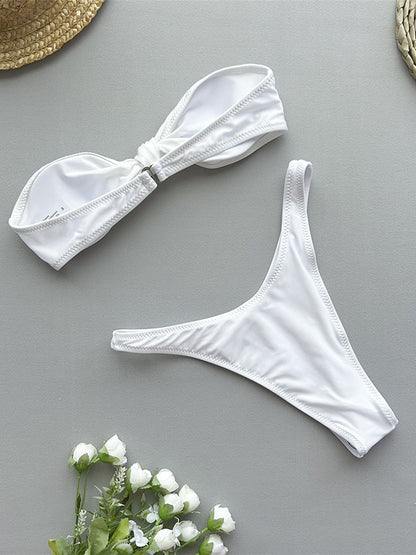 Bandeau Knotted Brazilian High Cut Bikini Women Swimwear Female Swimsuit Two-pieces Bikini set Bather Bathing Suit Swim K5930