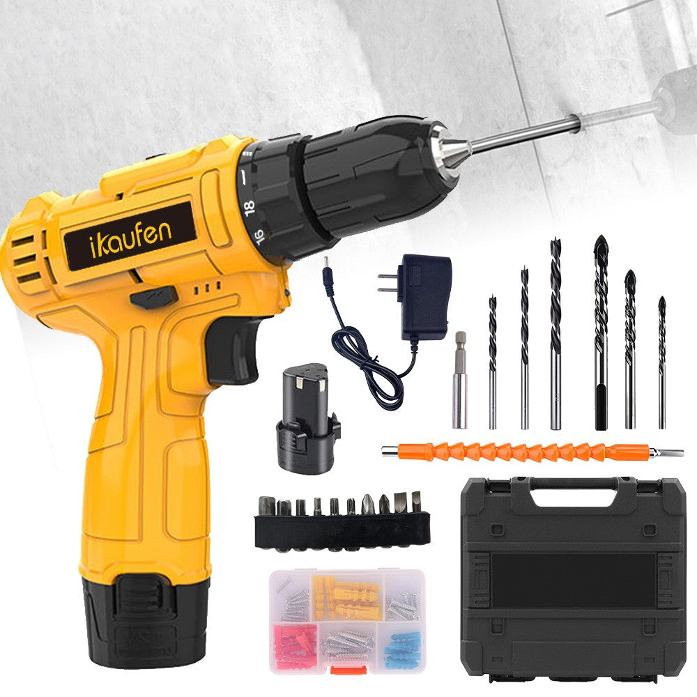 Conjunto de Furadeira sem Fio 24 em 1 Furadeira Elétrica 12V 2 Velocidades Variáveis Parafusadeira a Bateria Ferramenta Elétrica com 25+1 Posições de Torque
