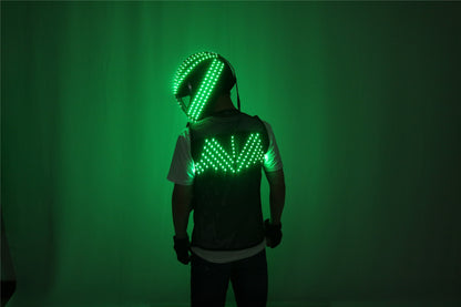 LED Robot Suit Stage Dance Costumes, Light Up Jacket, Strobe Luminous Clothing, Christmas and Halloween Party
