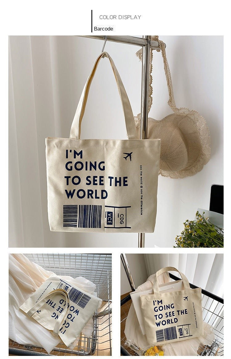 Canvas Women Handbags Shoulder Underarm Bag London Books Print Handbag Large Capacity Ladies Shopping Tote Bag Student Book Bags