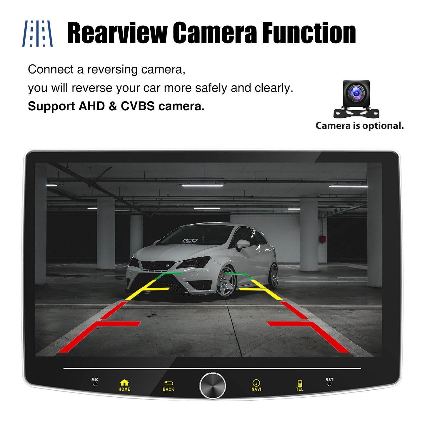 ESSGOO Single 1 Din Android 14.0 Rotatable 10.1" Apple Carplay Car Stereo Radio Player GPS Navi WIFI Wireless Android Auto FM BT