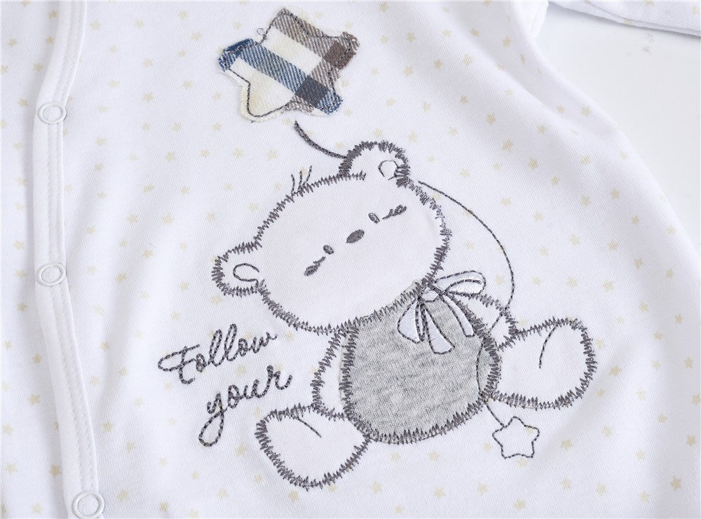 Kavkas 3 Pcs/lot Baby Boy Rompers 0-12M 100% Cotton Newborn Long Sleeve Clothes Cartoon Print Girls Items