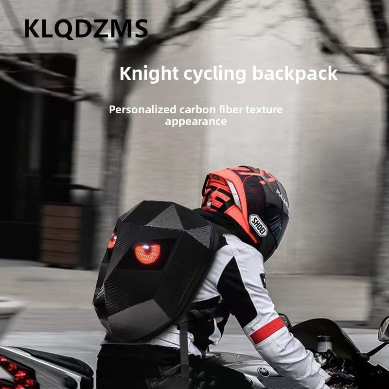 KLQDZMS Men's Backpack PC Laptop Shoulder Bag LED Light-emitting Cycling Schoolbag Expandable Waterproof Motorcycle Helmet Bag