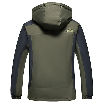 Outdoor Men's Red & Black Waterproof Windproof Breathable Jacket with Detachable Hood for Hiking Climbing Camping?