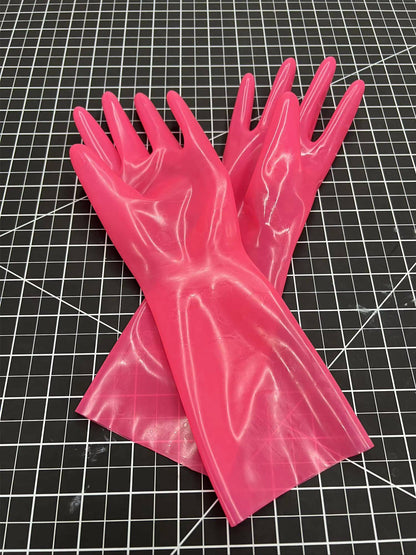 Transparent Lilac Rubber Short Gloves Elastic Snug Fit