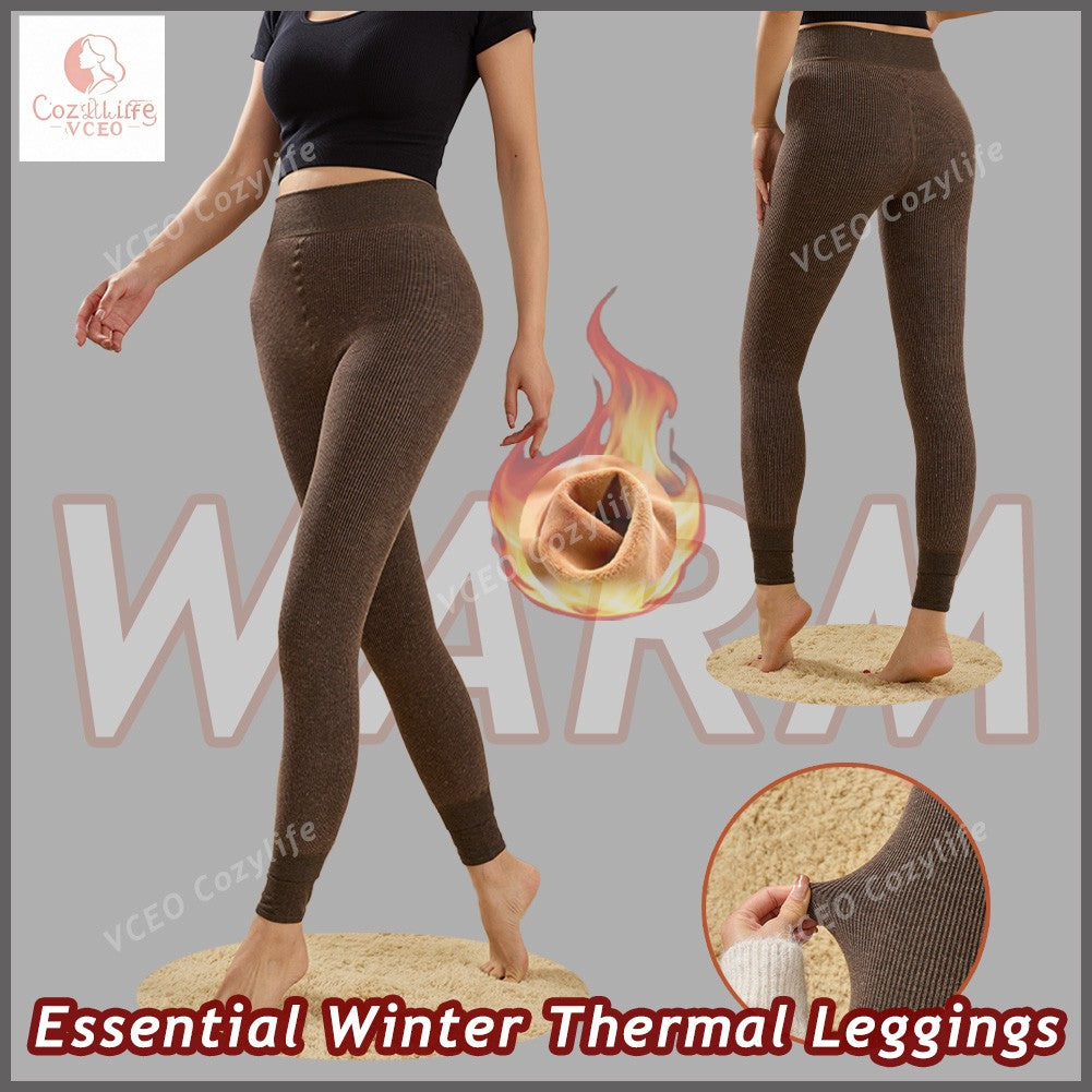 Thickened Warm Pants Winter Thermal Leggings for Women Fleece Lined High Waisted Thermal Underwear for Home Office Daily Wear