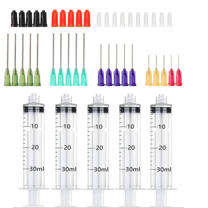 Seringa Luer de 1/3/5/10ML com Agulha de Ponta Romba de 14-25Ga 1,5" e Conjunto de Tampa de Agulhas de Distribuição de Aço Inoxidável para Mistura de Líquidos