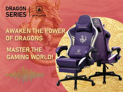 Cadeira Gamer GTPLAYER com Alto-falantes Bluetooth, Apoio para os Pés e Design Ergonômico, Cadeira de Escritório e para Videogame Série Dragão