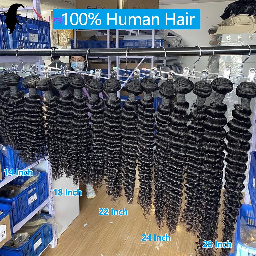 12A Ondas Profundas de Cabelo Humano Brasileiro Remy 30 32 Polegadas Cachos Naturais 100% Cabelo Humano Extensões de Cabelo Humano