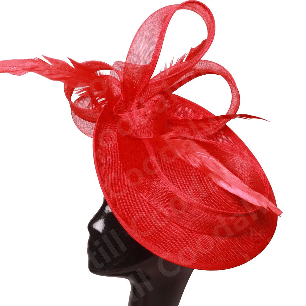 Noiva Casamento Malha Fascinators Chapéu Igreja Senhoras Mulheres Derby Chapéu Grande Fascinator Festa Evento Enfeite de Cabeça Noiva Casamento Pillbox Cap