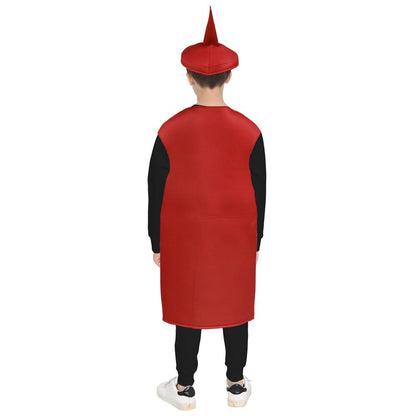 Zawaland Red Tomato Delicious Ketchup Costume Adult Boy Girl Funny Disguise Suit Yellow Mustard Halloween Cosplay Party Clothes