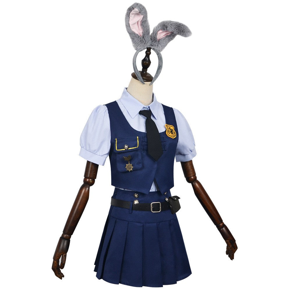 Hot Movie Zoo Judy Cosplay Costume Adult Rabbit Police Officer Cosplay Halloween Carnival Party Suit With Rabbit Ear Headwear