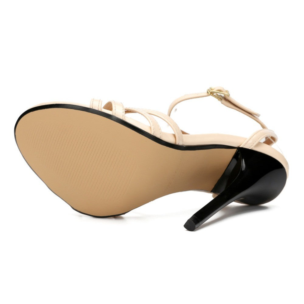 New Oversized Women's Shoes Fake Women's Cross Dressing Fun Shoes large-size 37-48 Thin high heels 13cm lace up women's sandals