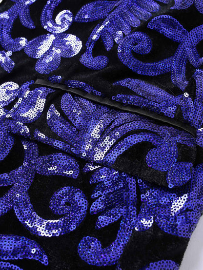 Shiny Sequin Embellished Single Button Stage Performance Outerwear in Blue Gold Green Purple Options for Men's Red Suit Jacket