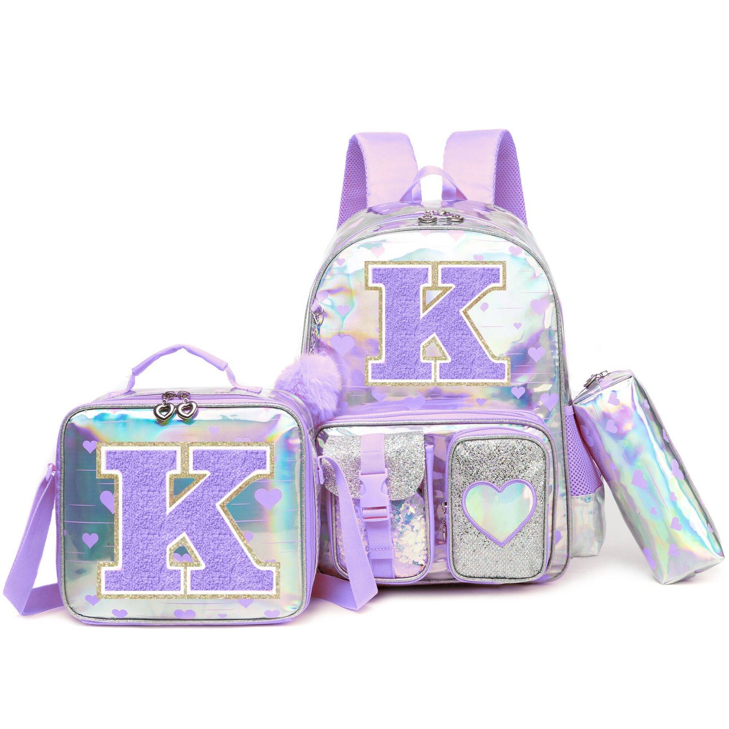 Mochila para meninas com estampa "Love" para a escola primária. De volta às aulas? O tamanho e a fonte das letras são aleatórios?