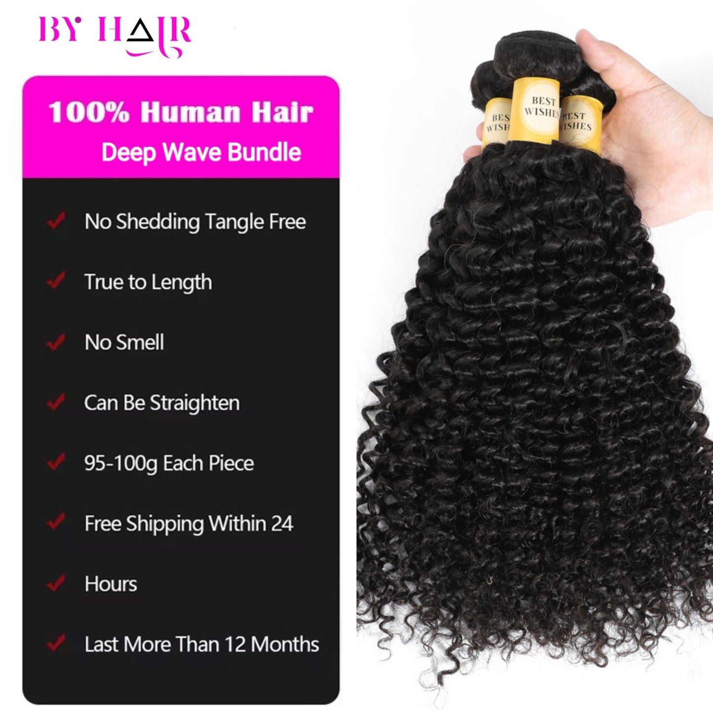 Cabelo Humano Ondulado 12A, Tecer Cacheado Brasileiro Molhado e Ondulado, Cabelo Remy Preto Natural, Extensões de Cabelo 100% Humano