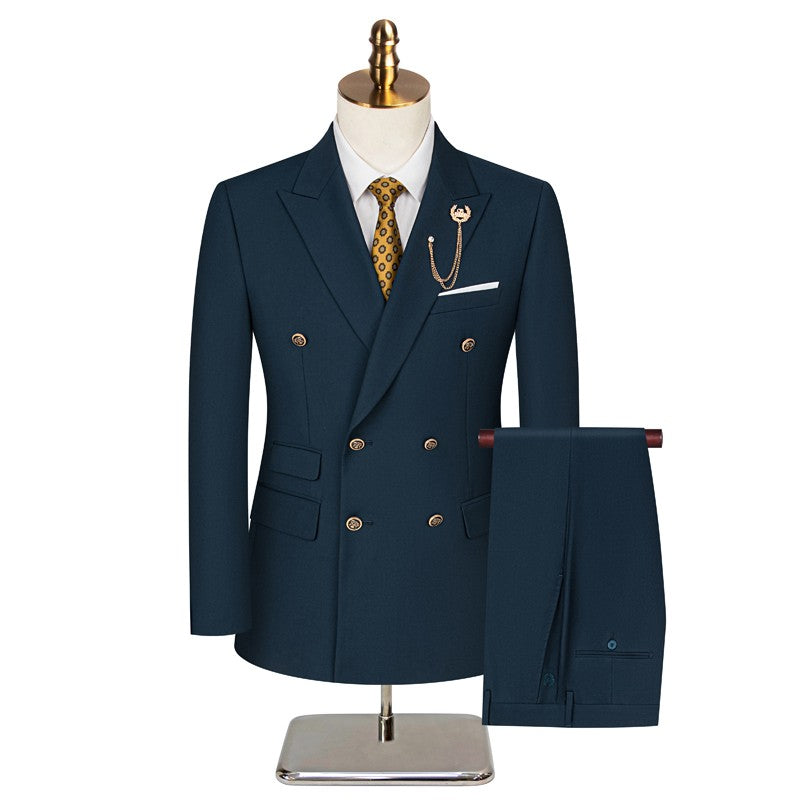 2025 Suit (Blazer+ Trousers) Men's Fashionable Gentleman Business Double-breasted British-style Banquet Host Casual Wedding Suit