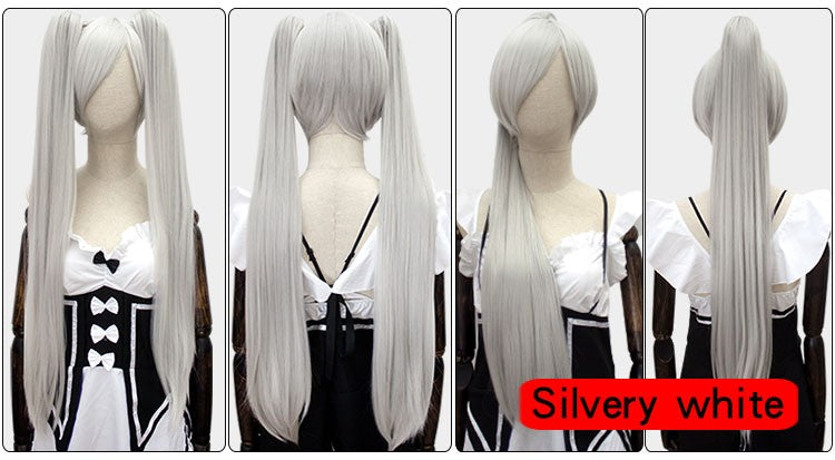 HSIU 80Cm Long Staight Ponytail Clip Cosplay Wig high temperature fiber Synthetic Wigs Anime Party Ponytail Party wigs 14 color