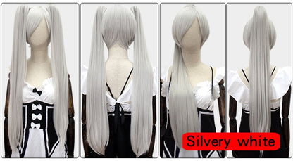 HSIU 80Cm Long Staight Ponytail Clip Cosplay Wig high temperature fiber Synthetic Wigs Anime Party Ponytail Party wigs 14 color